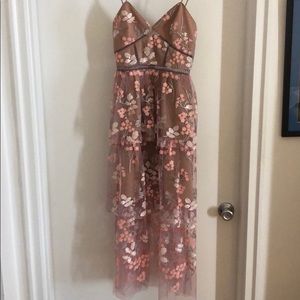self portrait floral embellished midi dress